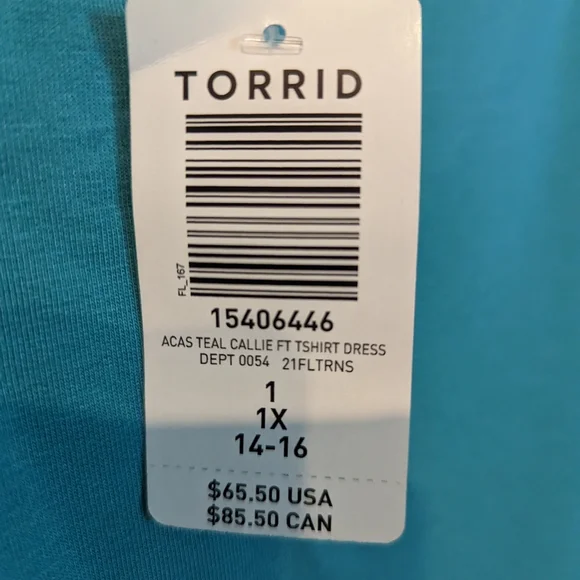 Torrid Blue Off Shoulder French Terry T-Shirt Dress Size 1X - Picture 7 of 8